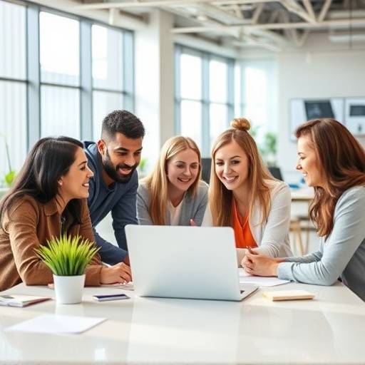 Imagen que muestra personas diversas colaborando en un proyecto digital accesible